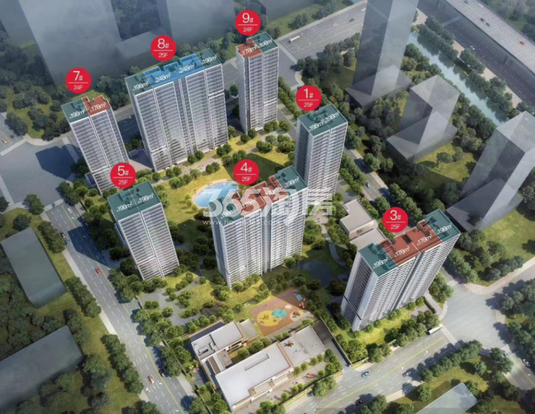 滨江平晖府带楼幢鸟瞰图