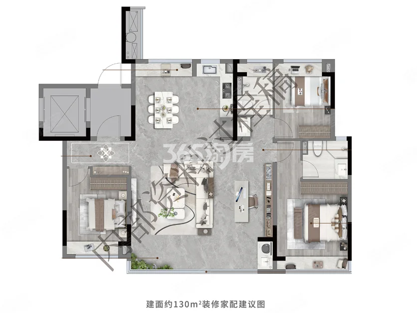 龙湖砚熙台130㎡户型