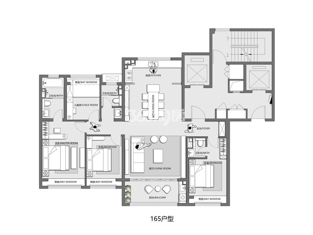 建面约165㎡4室2厅3卫
