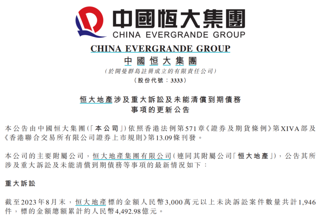 采取强制措施的消息得以证实外,中国恒大还公布了恒大地产的最新情况