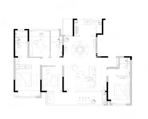 C户型4室2厅3卫1厨160㎡