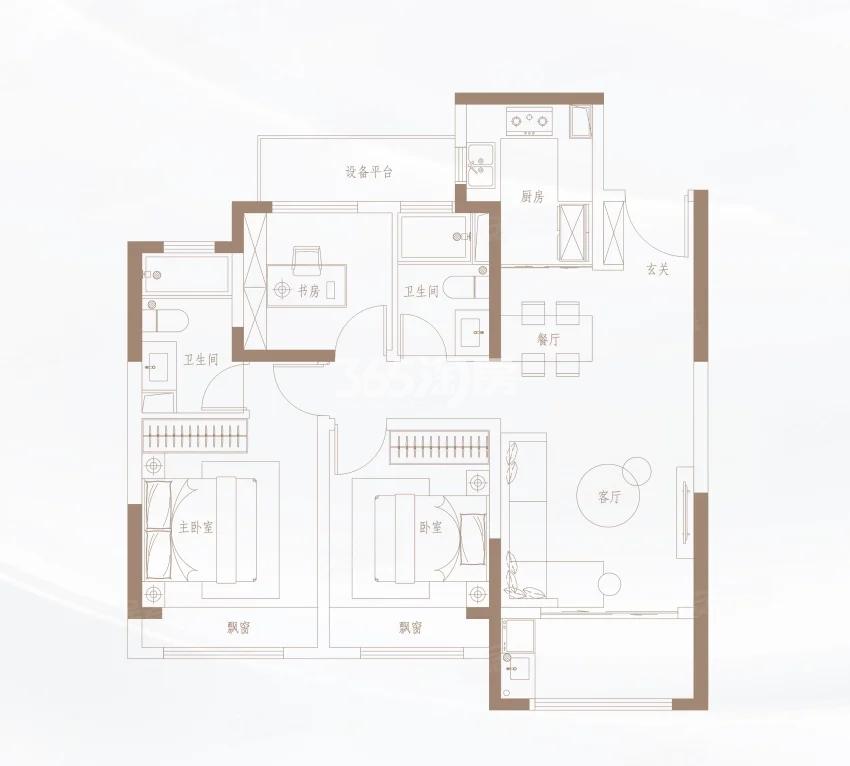悦鸣 3室2厅2卫103㎡