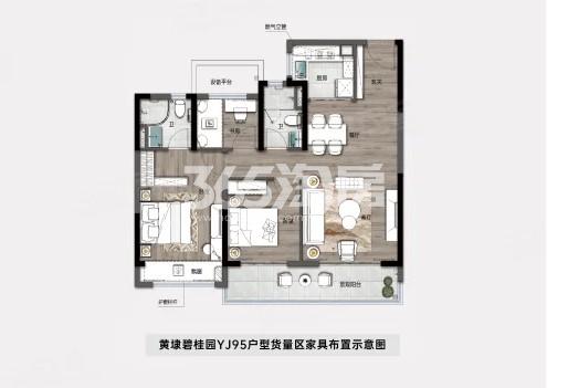 3室2厅2卫1厨， 建面106平米