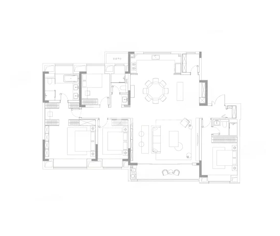 保利·拾锦东方雅筑4室2厅3卫1厨， 建面218平米