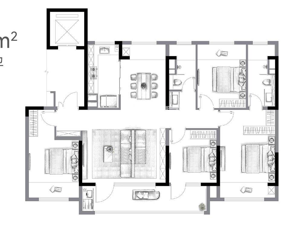 熙惠府建面约145平B1户型图