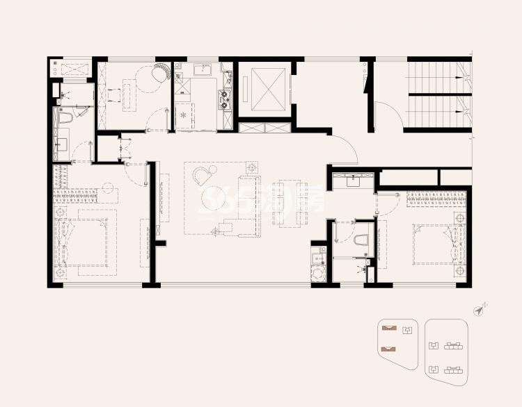禧樾府建面135㎡横厅户型图