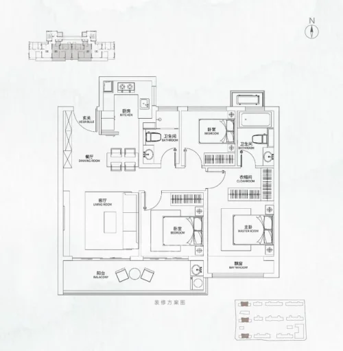 A户型 3室2厅2卫103平米
