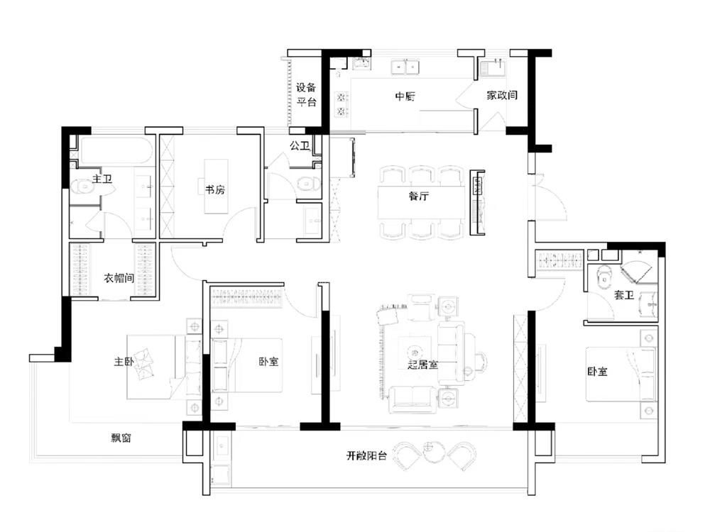半岛建面175平小高层户型图