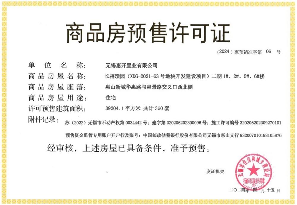 无锡长安里1、2、5、6#楼销许