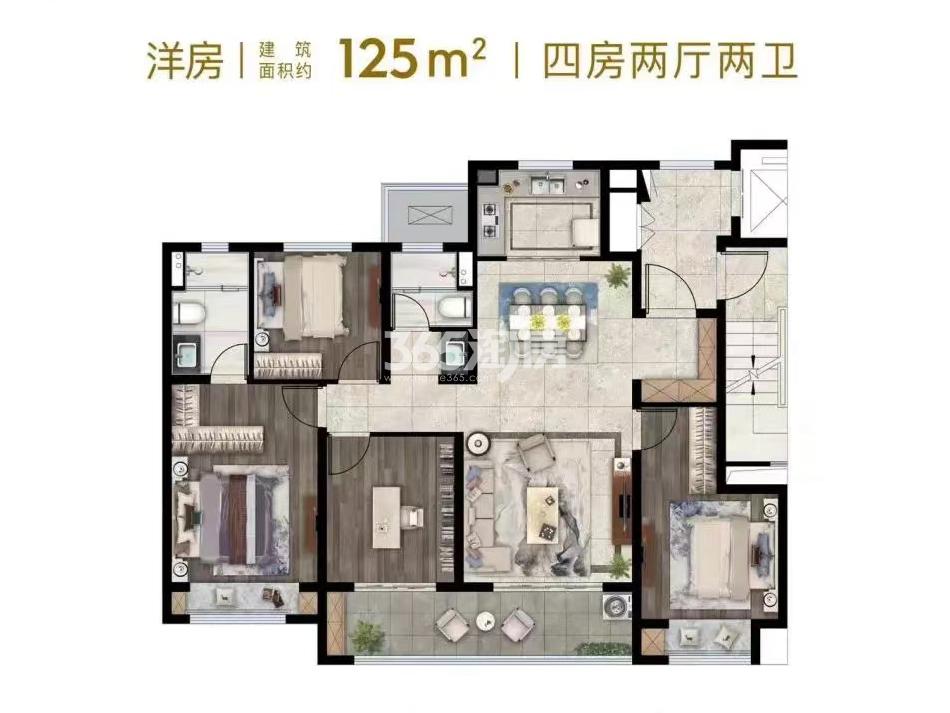 锡山圆融广场建面约125平洋房户型图