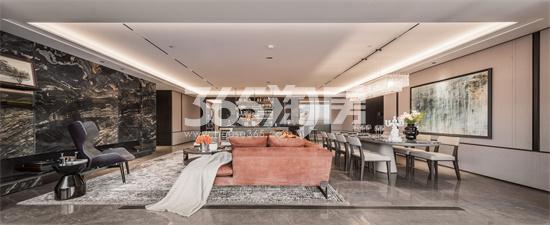 伟星长江之歌315㎡样板间实景图-客厅