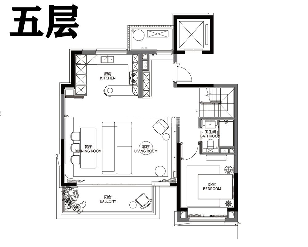 诗语溪境建面约150平上叠户型图