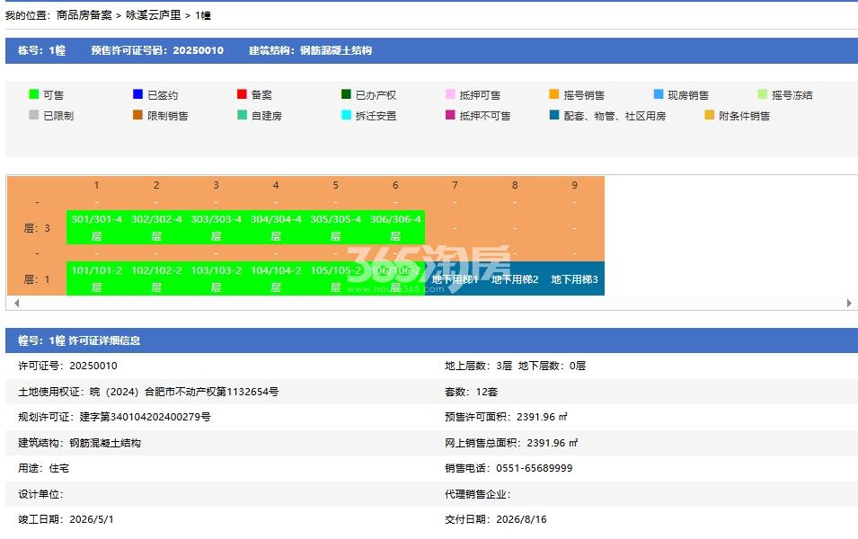 绿城·咏溪雲庐1幢销售许可证