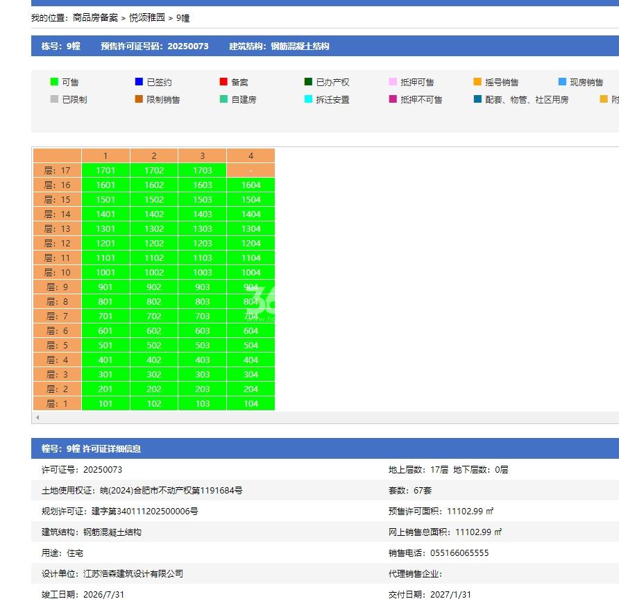 中海悦府二期9幢预售信息