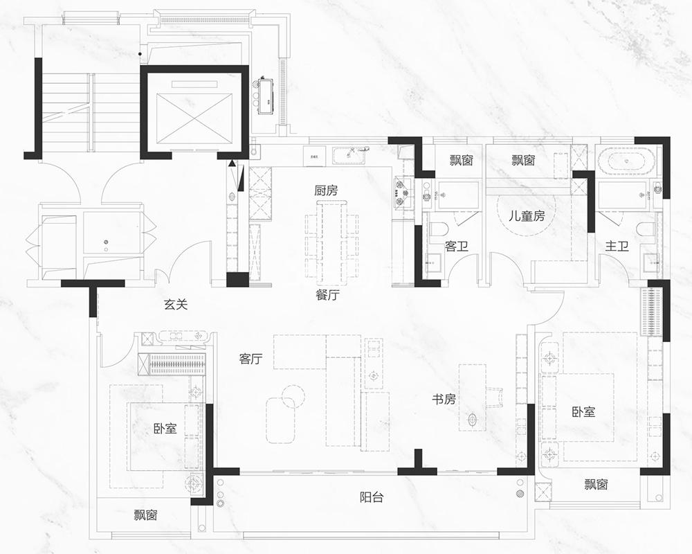 东城美的·东望府建面约158平户型图