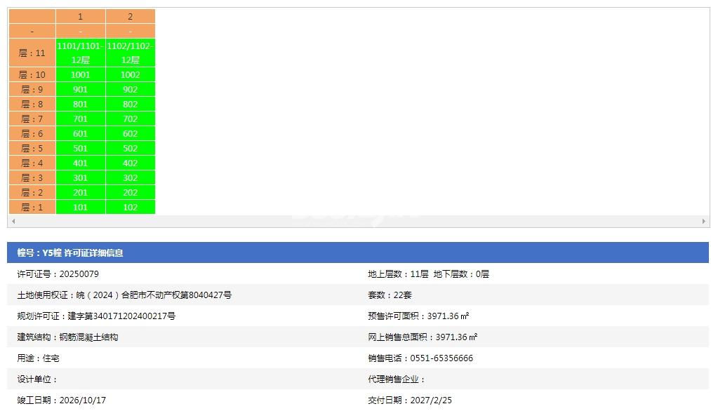 绿城锦海棠Y5#楼预售信息
