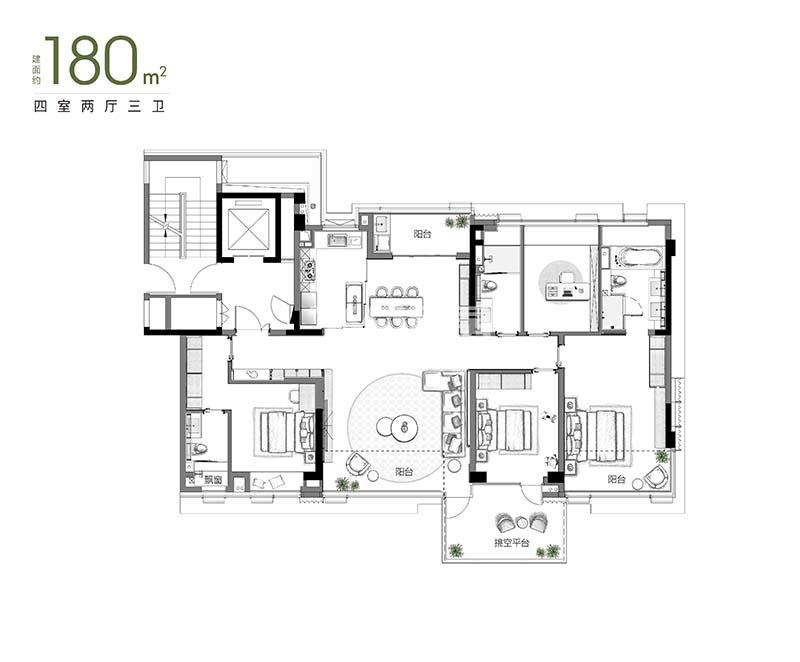 金基珑樾府180平户型