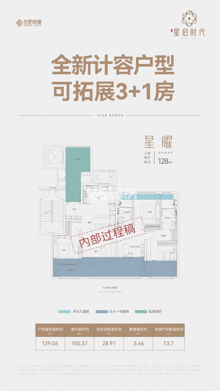 城建·星启时代128㎡户型图