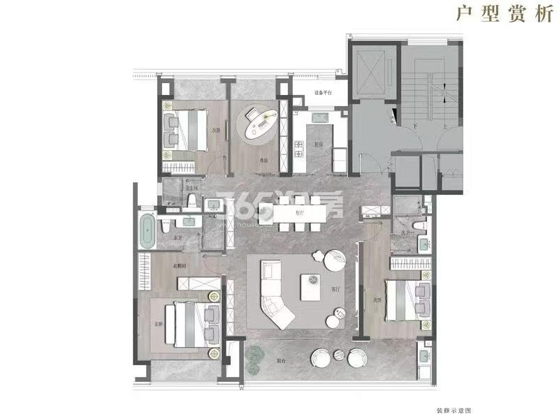 迎龙观月建面约252平上叠D4-3户型图_无锡迎龙观月_无锡365淘房