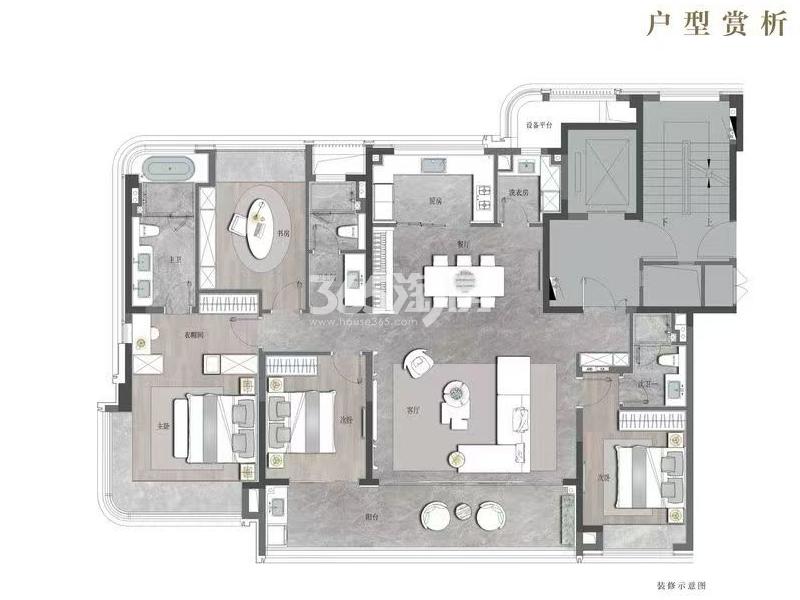 迎龙观月建面约252平上叠D4-3户型图_无锡迎龙观月_无锡365淘房