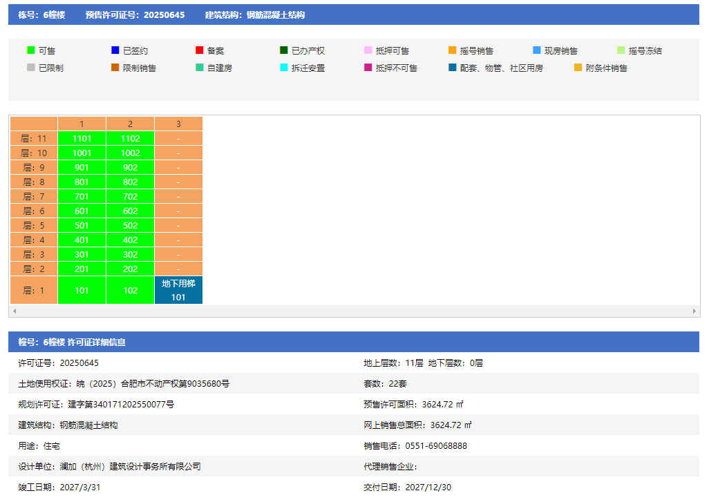 璞逸云湖6幢销许