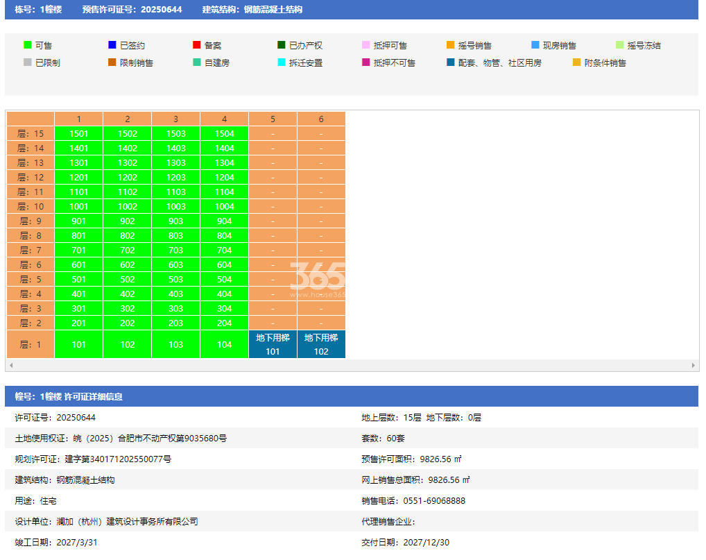 璞逸云湖1幢销许