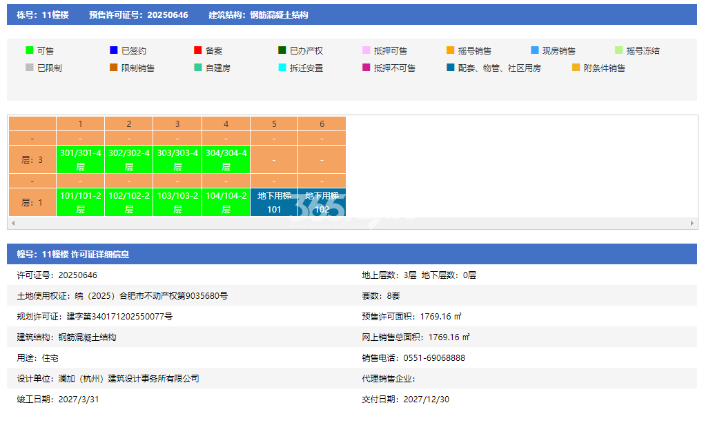 璞逸云湖11幢销许