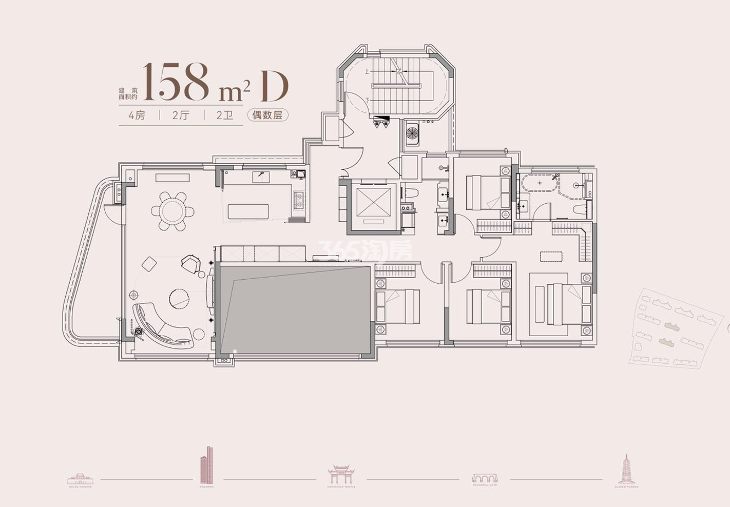颐和·金陵印158偶数层户型图